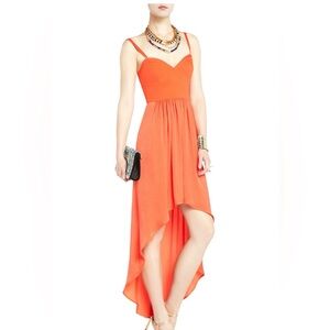BCBGMAXAZRIA Annamae Bustier High-Low Dress Poinsettia XXS NWT